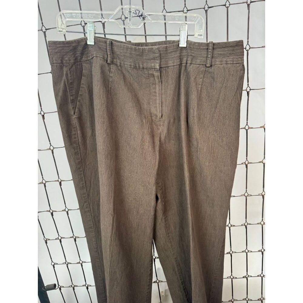 Larry Levine Womens Stretch Pants 16W Brown Cotton Blend Made In Cambodia - Picture 10 of 16